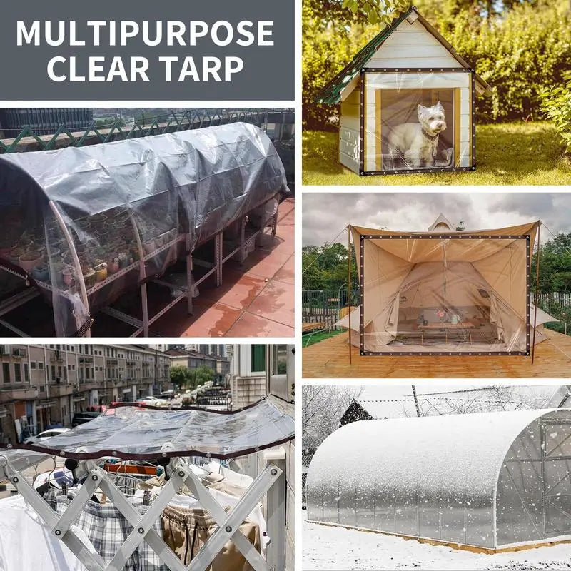 💧 7×10FT Clear Waterproof Tarp – Transparent Outdoor Protective Cover