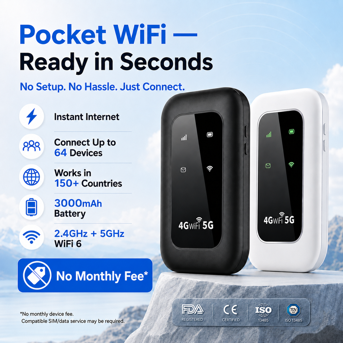 📶 All-Network Pocket WiFi – Ready in Seconds No Setup! No Hassle! Just Connect!🔥[Power on and use, free for life].