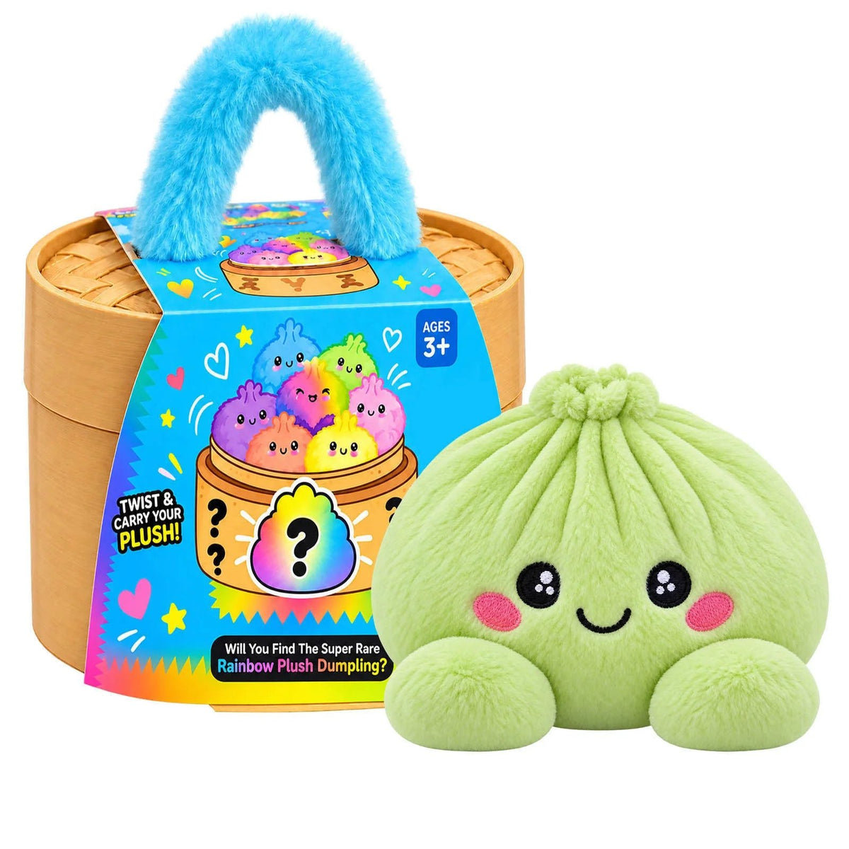 🌈🥟 Rainbow Dumpling Plush Set – 8 Colorful Squishies in a Cute Steamer Basket