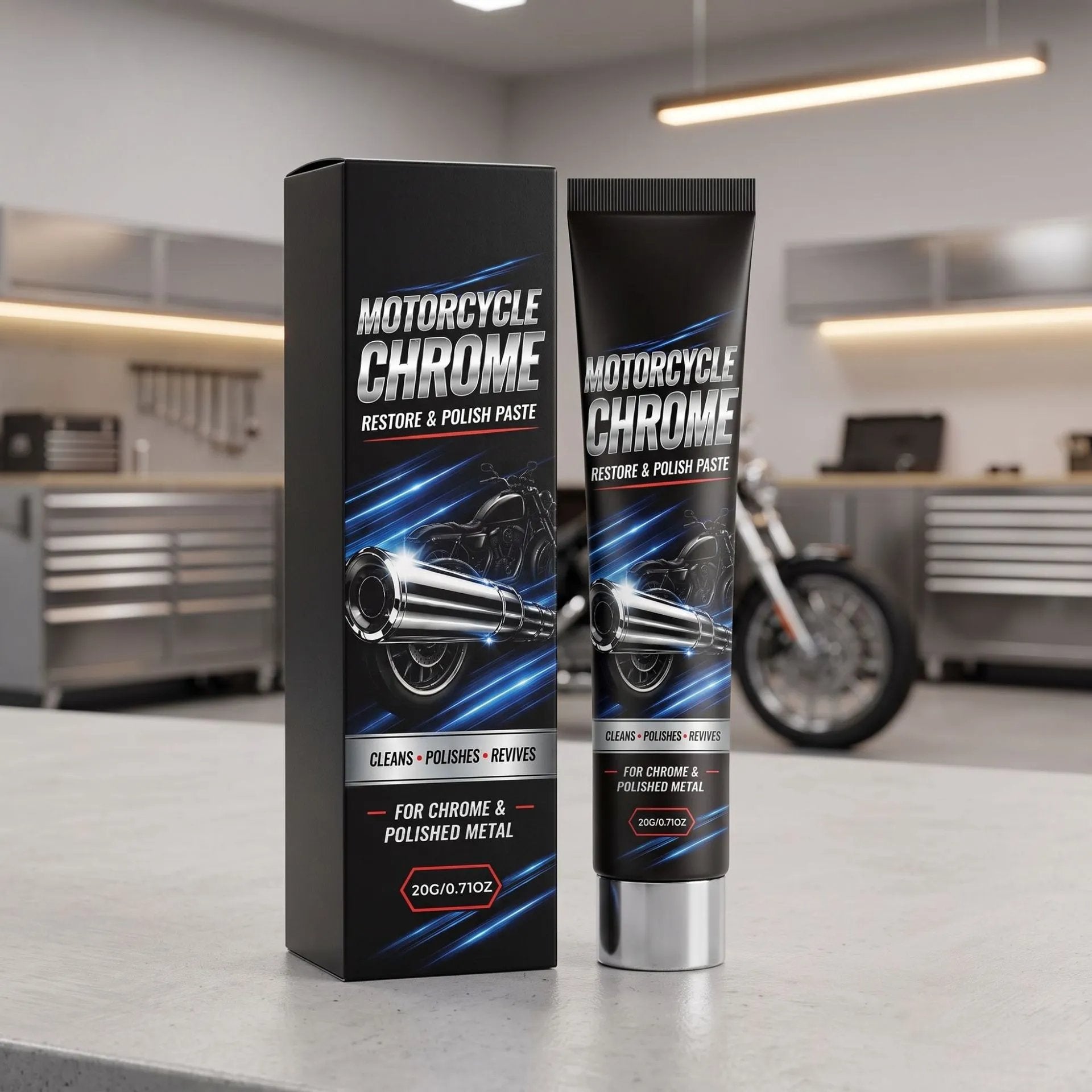 Chrome polish paste for motorcycle and metal detail care