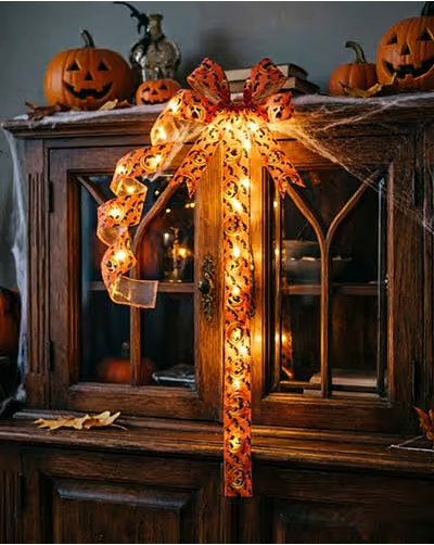 🎃Halloween LED Light‑Up Bow | Spooky Festive Decor 🎇