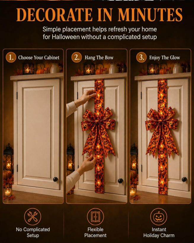 🎃Halloween LED Light‑Up Bow | Spooky Festive Decor 🎇