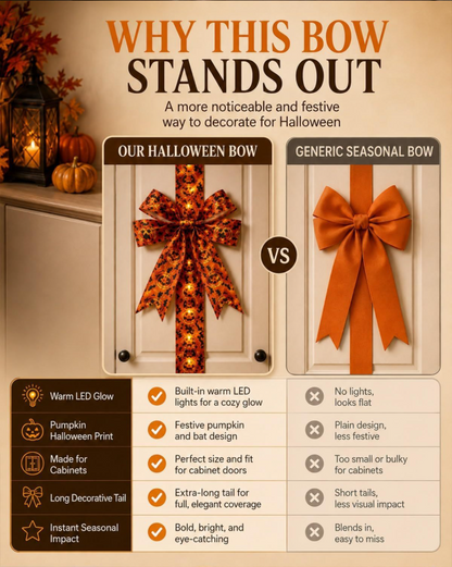 🎃Halloween LED Light‑Up Bow | Spooky Festive Decor 🎇