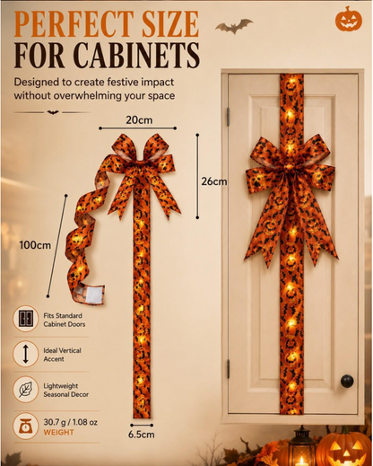 🎃Halloween LED Light‑Up Bow | Spooky Festive Decor 🎇