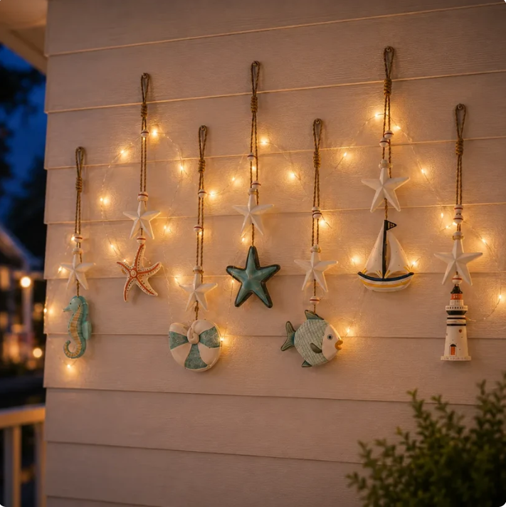 🌊 Seaside Glow Wall Hangings Set of 7 ⭐ Nautical LED Coastal Wall Decor with Remote