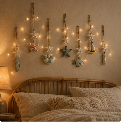 🌊 Seaside Glow Wall Hangings Set of 7 ⭐ Nautical LED Coastal Wall Decor with Remote