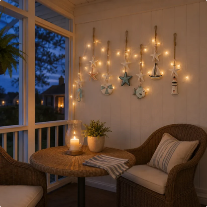 🌊 Seaside Glow Wall Hangings Set of 7 ⭐ Nautical LED Coastal Wall Decor with Remote