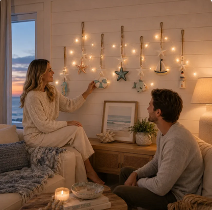 🌊 Seaside Glow Wall Hangings Set of 7 ⭐ Nautical LED Coastal Wall Decor with Remote