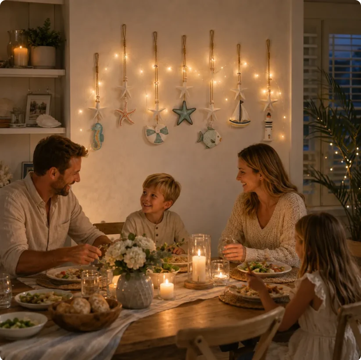 🌊 Seaside Glow Wall Hangings Set of 7 ⭐ Nautical LED Coastal Wall Decor with Remote
