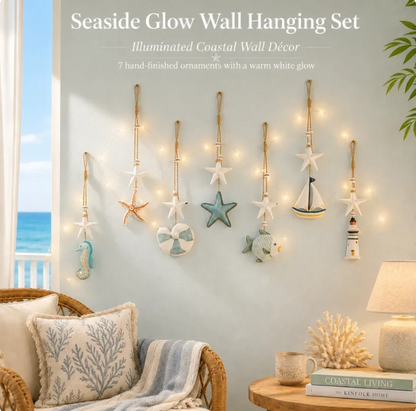 🌊 Seaside Glow Wall Hangings Set of 7 ⭐ Nautical LED Coastal Wall Decor with Remote