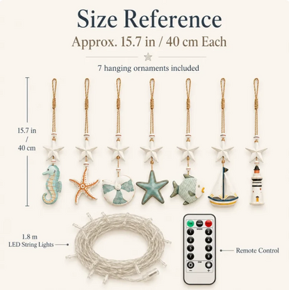 🌊 Seaside Glow Wall Hangings Set of 7 ⭐ Nautical LED Coastal Wall Decor with Remote