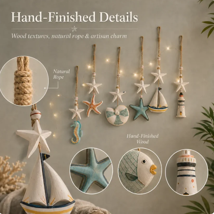 🌊 Seaside Glow Wall Hangings Set of 7 ⭐ Nautical LED Coastal Wall Decor with Remote