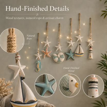 🌊 Seaside Glow Wall Hangings Set of 7 ⭐ Nautical LED Coastal Wall Decor with Remote