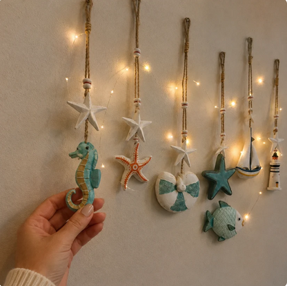 🌊 Seaside Glow Wall Hangings Set of 7 ⭐ Nautical LED Coastal Wall Decor with Remote