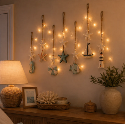 🌊 Seaside Glow Wall Hangings Set of 7 ⭐ Nautical LED Coastal Wall Decor with Remote