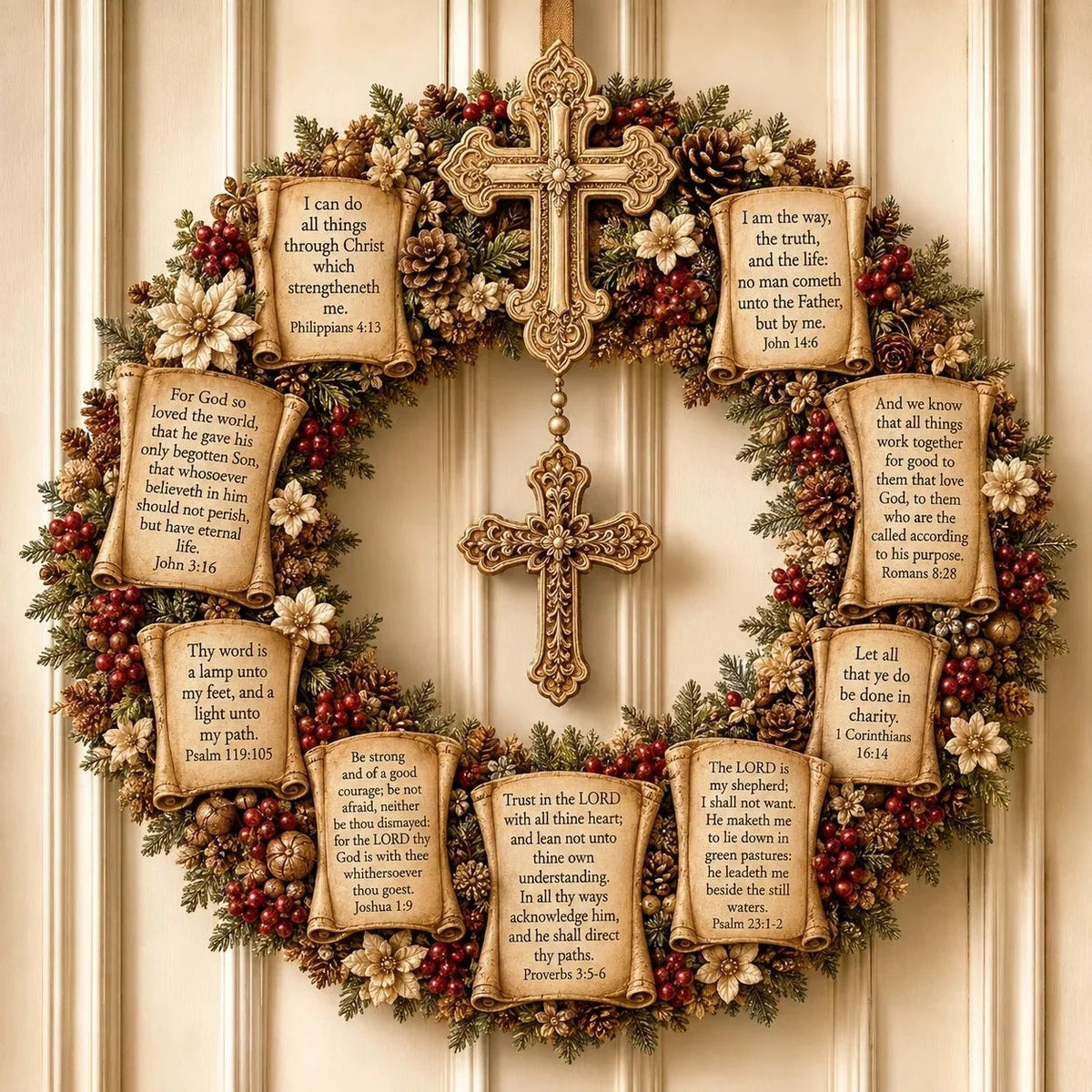 ✝️ Grace-Filled Scripture Wreath Wall Decor | Faith-Inspired Accent for Home, Entryway & Prayer Space