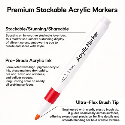 🎨 Brush-Tip Acrylic Marker Set – Colorful Paint Pens with Storage Box