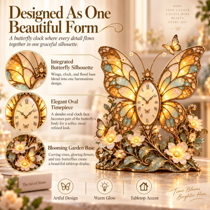 🔥 Last Day 50%OFF 🦋 Butterfly Bloom Glow Clock