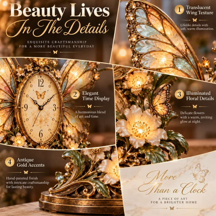🔥 Last Day 50%OFF 🦋 Butterfly Bloom Glow Clock
