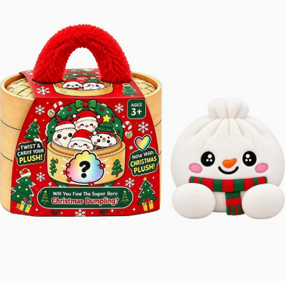 🌈🥟 Rainbow Dumpling Plush Set – 8 Colorful Squishies in a Cute Steamer Basket