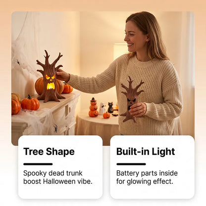 👻Spooky Haunted Tree Trunk Ornament 3D Printable LED Candle Holder Halloween Glowing Table Decor