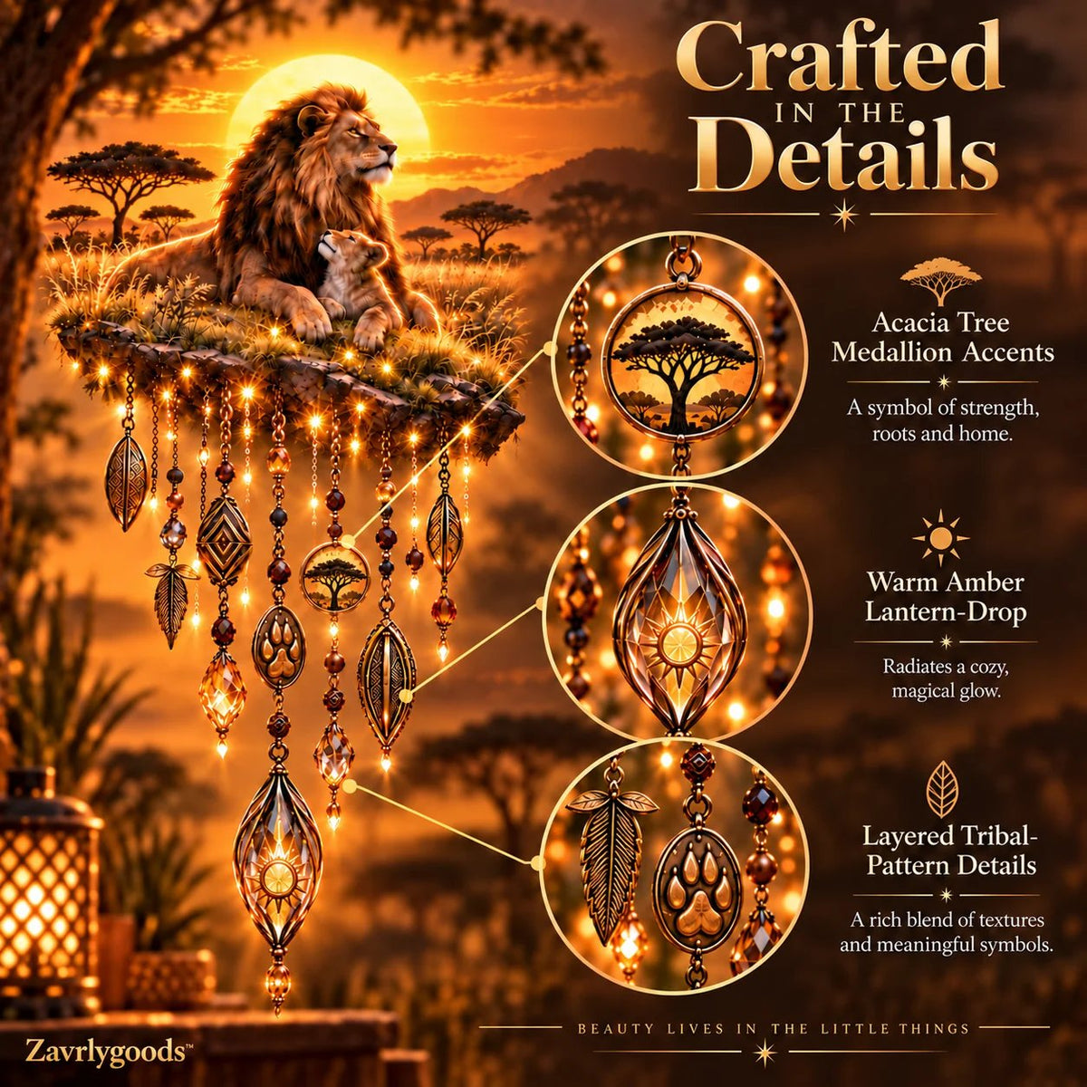 Majestic Savannah Family Glow™ – Beleuchtete Wanddekoration „Löwe & Junges“