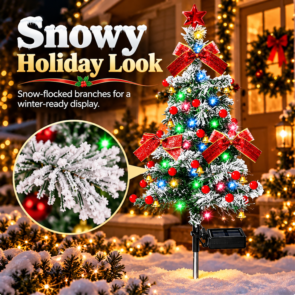 ☀️ Solar-Powered Christmas Garden Lights – Outdoor Holiday Glow for Trees & Courtyards