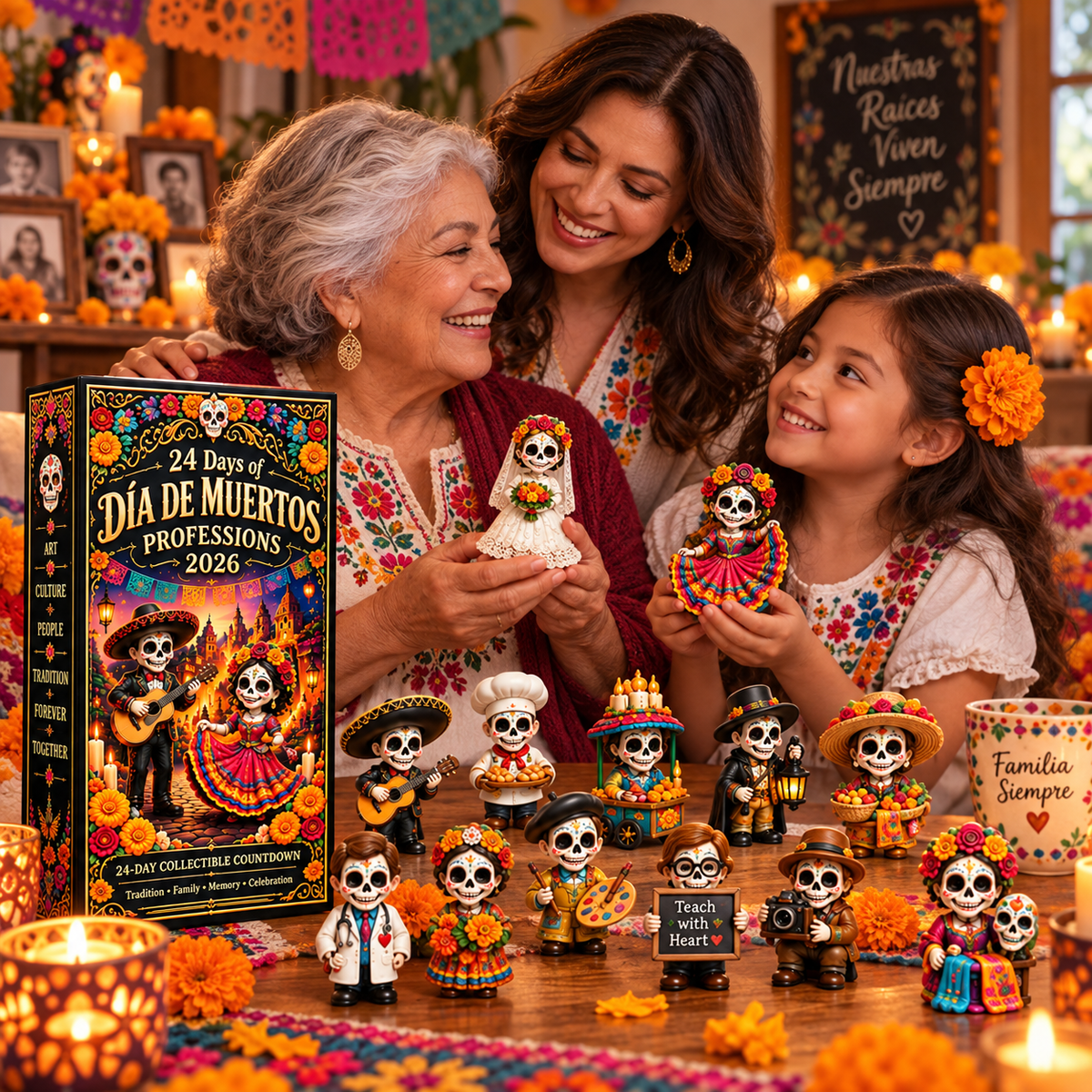 Assortment of profession-inspired Día de Muertos miniatures