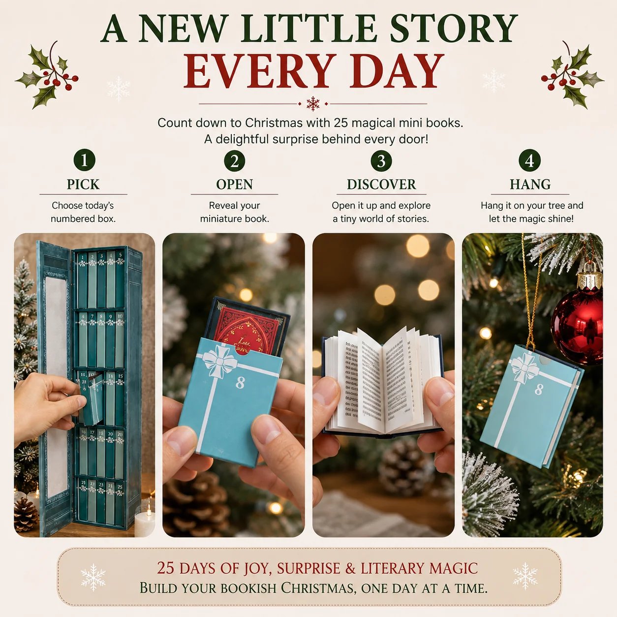 📚 25-Day Mini Book Advent Calendar – 🎁 ❤️ A Book Lover's Christmas Countdown(📦Buy 2 Free Shipping)