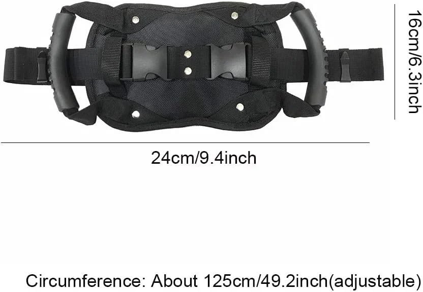 🌟✨ Motorcycle Passenger Safety Belt with Grab Handle, Adjustable Rear Seat Grip Strap, PP Board Reinforced Breathable Mesh, Universal Fit for Motorbike Scooter E-bike ATV Riding