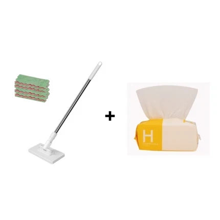 🧹Disposable Dust Mop with 4 Reusable Cloths✨Lightweight Floor Dusting Mop For Hardwood Tile Floors