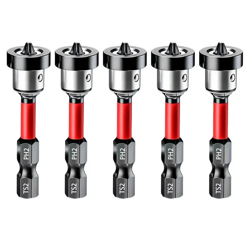 🔩 5-Pack PH2 Magnetic Drywall Screw Setter Bits with Depth Control Stop