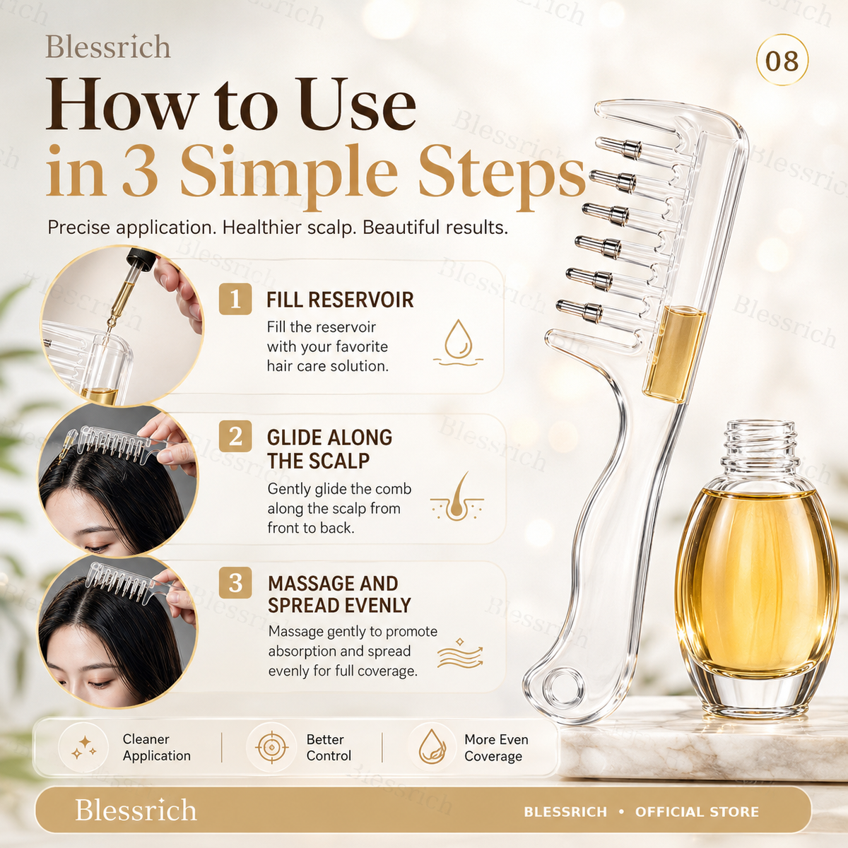Scalp Serum Distribution Comb 💆‍♀️ – Easy Root Application with Less Mess