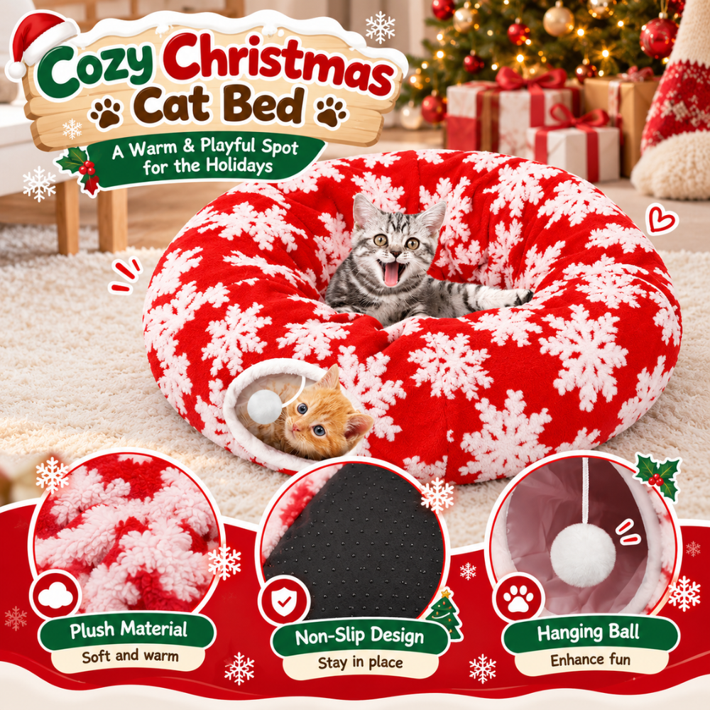🎄 Christmas Tree Cat Tunnel – Festive Hideaway for Playful Cats