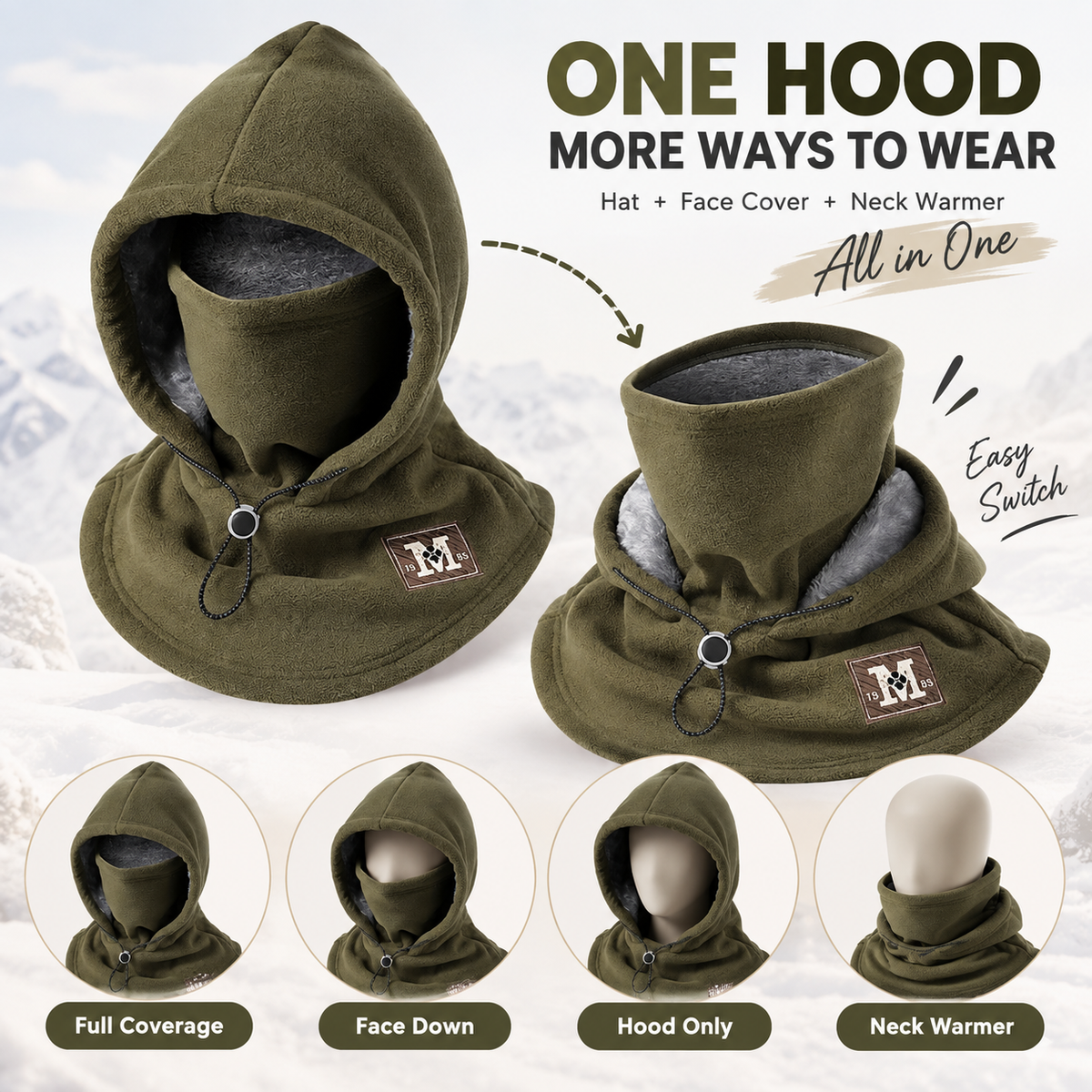 3-in-1 Cozy Fleece Winter Hood 🧣❄️ Full Face, Ear & Neck Coverage