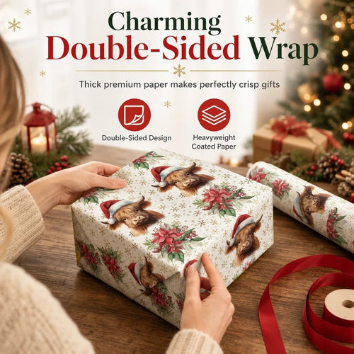 🐮🎄 Highland Cow Christmas Wrapping Paper – Cozy Holiday Charm for Every Gift