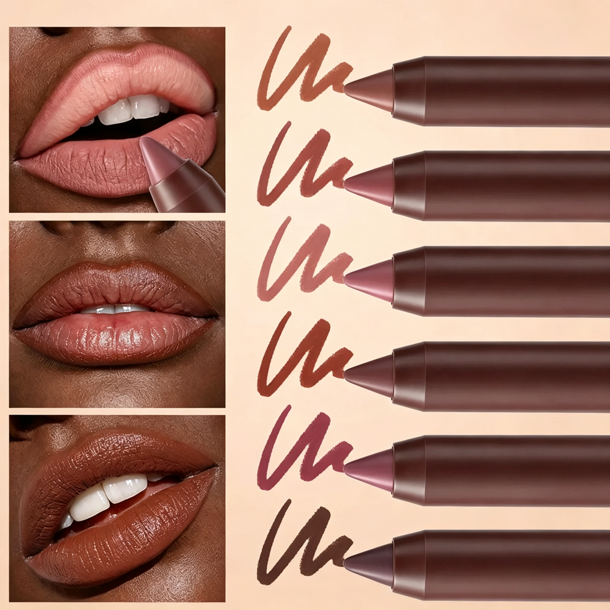 6pcs/set Long-lasting Matte Brown Lipstick