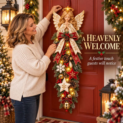 💯🔥49% OFF✨👼 Lighted Angel Christmas Door Swag – A Heavenly Holiday Welcome