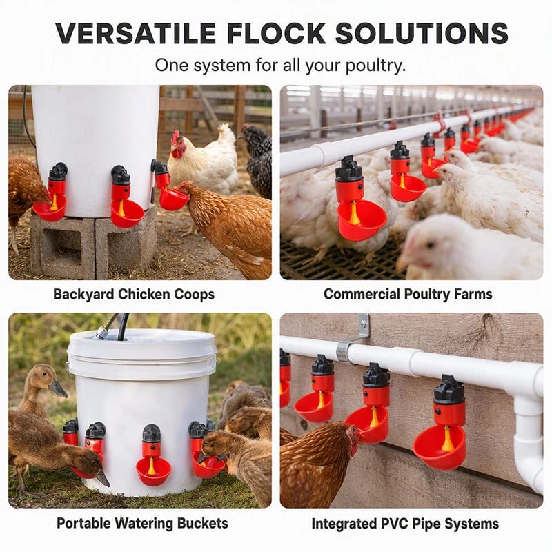 📍Gravity-Fed Automatic Chicken Waterer Cups