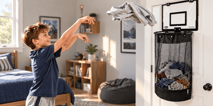 Over-Door Basketball Laundry Hamper 🏀 – Fun Bedroom Clothes Organizer