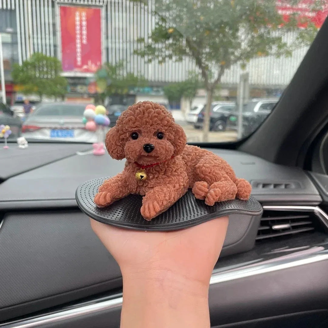 Cute Teddy Dog Silicone Squeeze Toy Car Dashboard Decor Ornament