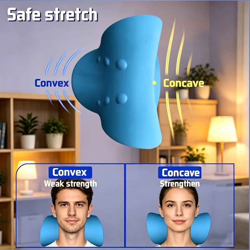💙 Cervical Neck Stretcher Pillow for Posture Support & Shoulder Relaxation - Blue
