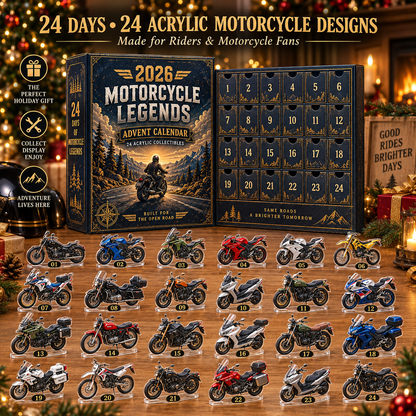 🎁 2026 Motorcycle Legends Advent Calendar – 24 Flat Acrylic Motorcycle Collectibles