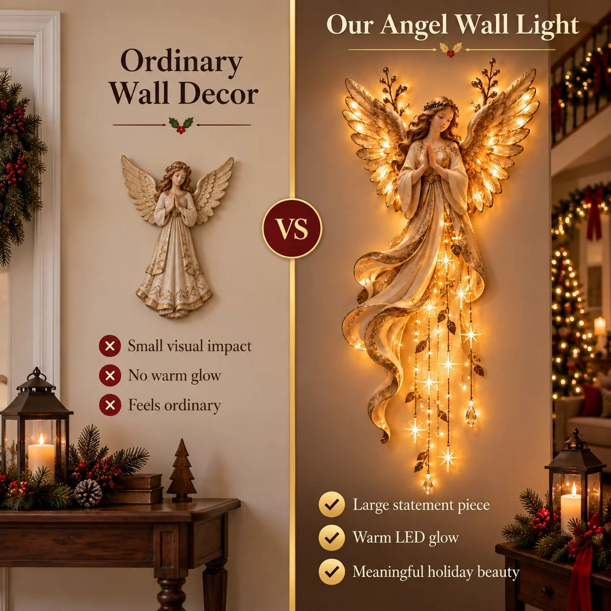 ✨Last Day 49% OFF✨Guardian Angel Starfall Cascade™ – Lighted Faith & Blessing Christmas Wall Decor✨