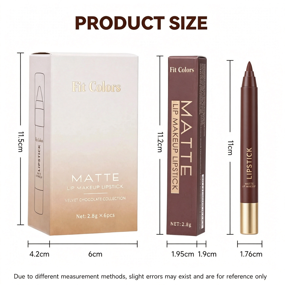 6pcs/set Long-lasting Matte Brown Lipstick