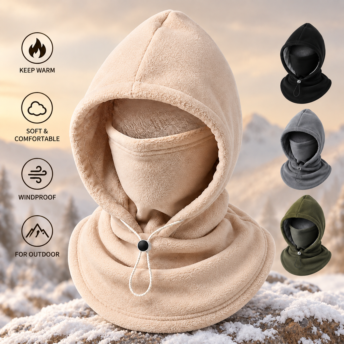 3-in-1 Cozy Fleece Winter Hood 🧣❄️ Full Face, Ear & Neck Coverage
