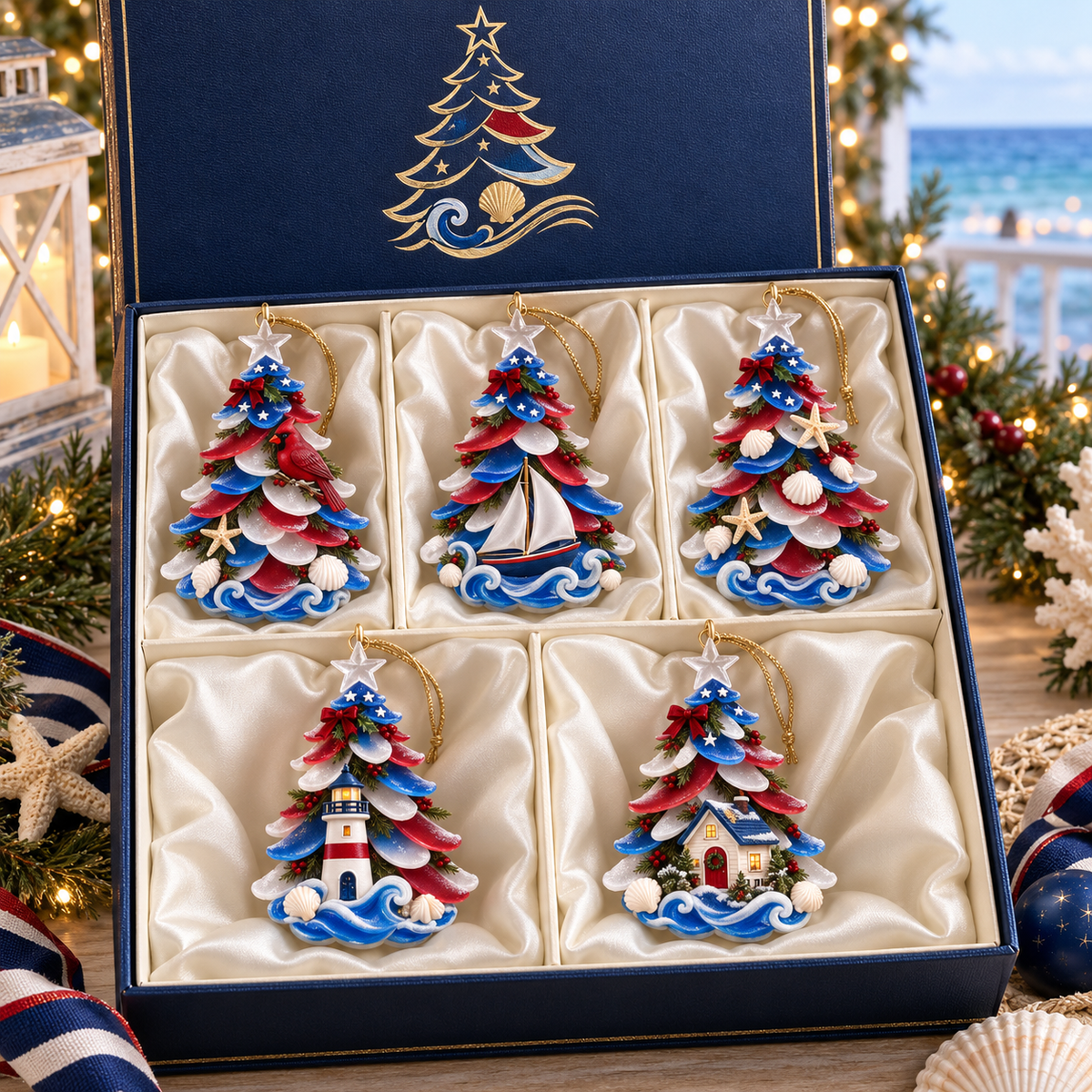 Coastal Christmas Tree Ornaments 🌊 – Patriotic Seaside Designs for 2026
