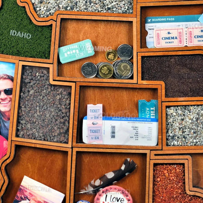 🎉🎁 Personalized USA Travel Memory Map – Collect & Display Your Travel Keepsakes