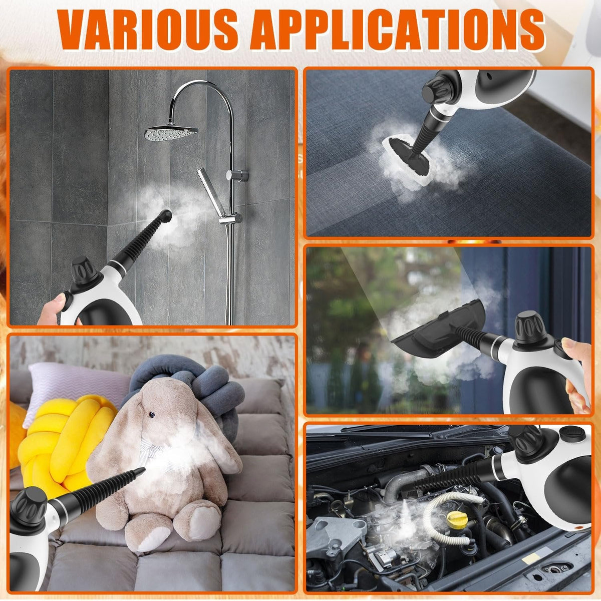 Handheld Steam Cleaner 🧼 – Pressurized Cleaning Kit with 11 Accessories
