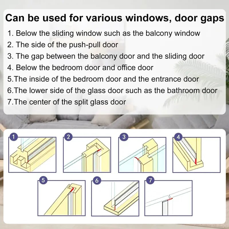 🚪 16.4 FT Door Weather Stripping – Self-Adhesive Draft Seal for Doors & Windows